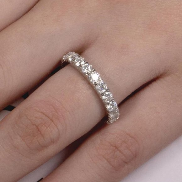 #Certified 2~3 ct. t.w. 3mm Moissanite Diamond Full Eternity Band Ring NEW - Picture 10 of 16